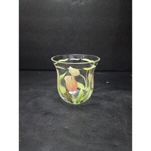 Princess House Cottage Tulip Tea Light, Floral Decor, Hand Painted Candle Holder